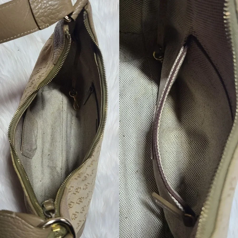 Vintage Dooney & Bourke Monogram Canvas Leather Hobo Shoulder Bag